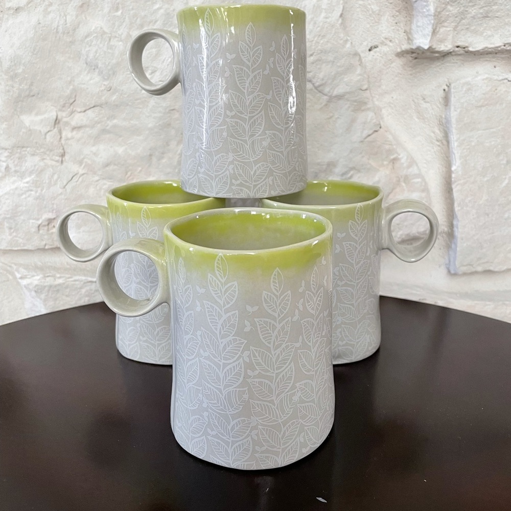 4 Anthropologie Mugs — Hand-shaped and Glazed